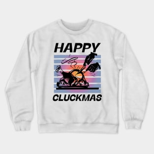 Happy Cluckmas Merry Christmas Thanksgiving Funny Retro Turkey Dinner Crewneck Sweatshirt